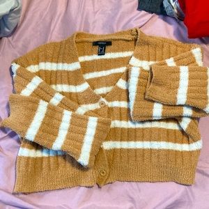 Medium Forever 21 Brown and white striped cropped sweater